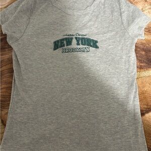 & Other Stories Gray Tee with Green Print